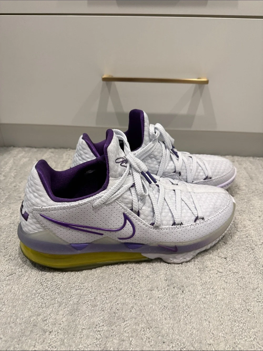 Nike Men’s LeBron White, Purple & Yellow Basketball Sneakers. No box.